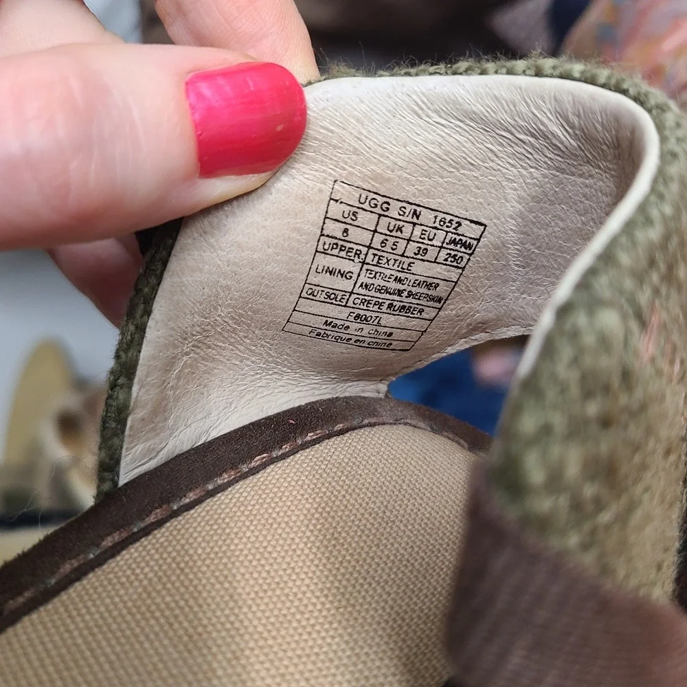 UGG Olive Green Sz 8 Espadrille 1652 Mar Wedge Sandals Resort‎ Boho Cottagecore